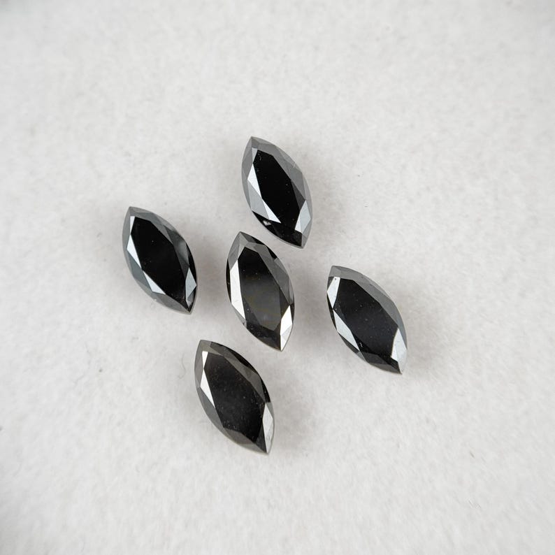 3 MM Marquise Rose Cut Black Natural Salt and Pepepr Diamond
