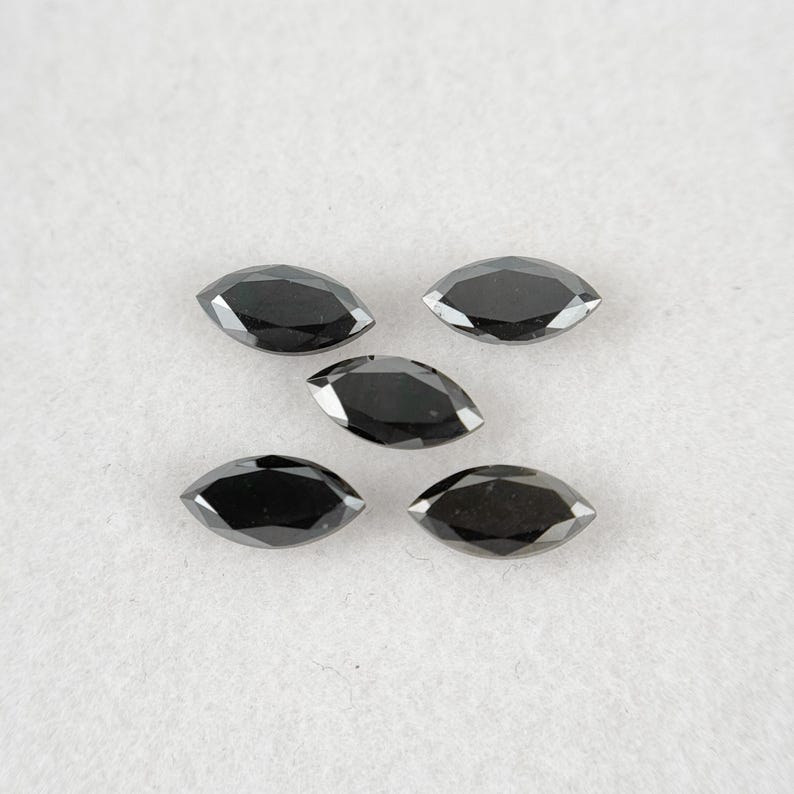 3 MM Marquise Rose Cut Black Natural Salt and Pepepr Diamond