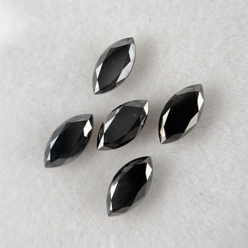 3 MM Marquise Rose Cut Black Natural Salt and Pepepr Diamond