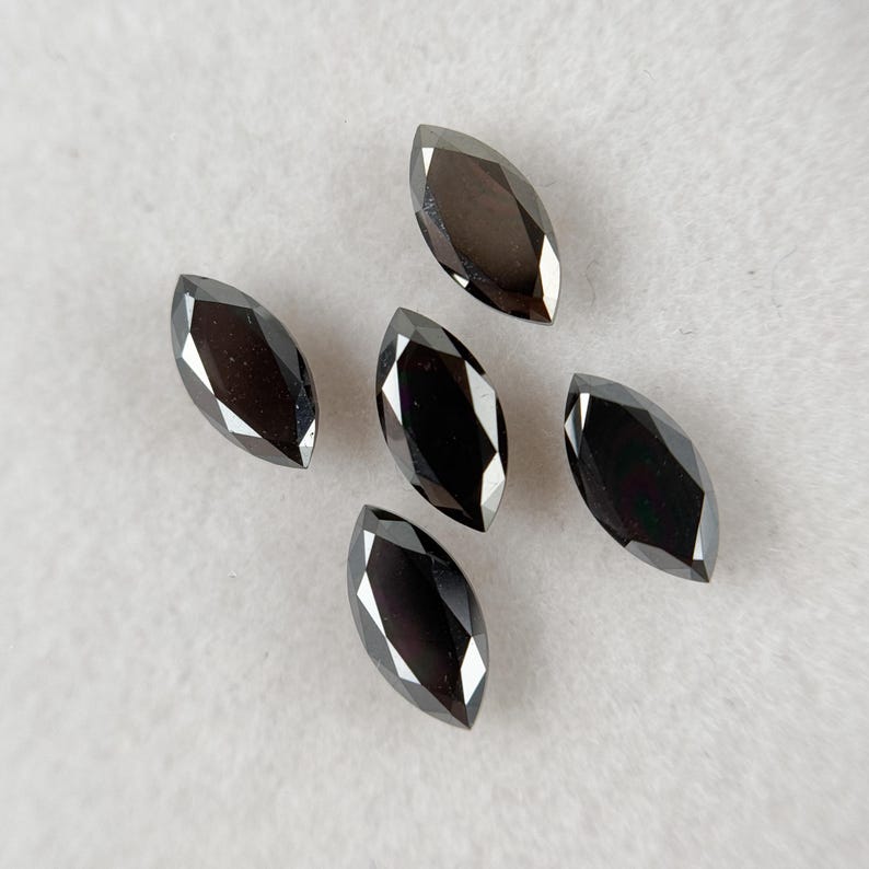3 MM Marquise Rose Cut Black Natural Salt and Pepepr Diamond