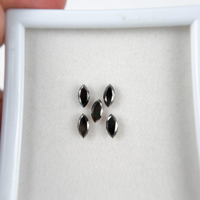 3 MM Marquise Rose Cut Black Natural Salt and Pepepr Diamond
