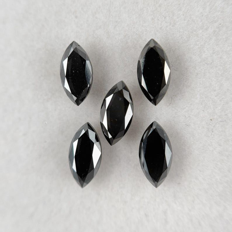 3 MM Marquise Rose Cut Black Natural Salt and Pepepr Diamond