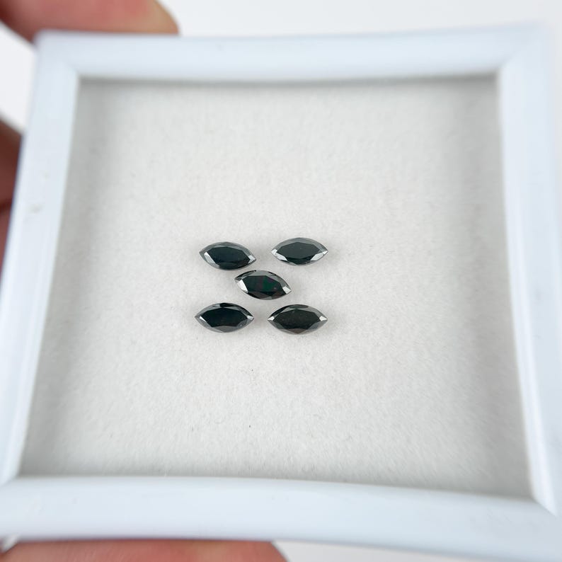 3 MM Marquise Rose Cut Black Natural Salt and Pepepr Diamond