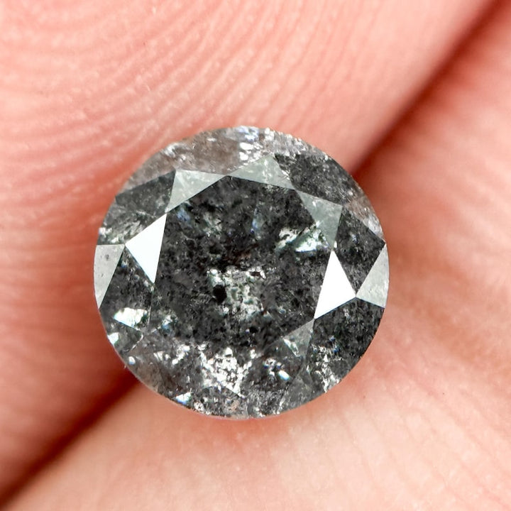 1.00 Ct Round Brilliant Cut Grey Natural Galaxy Diamond