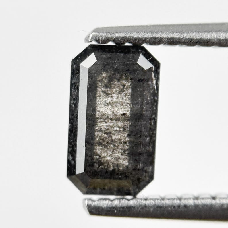0.72 Ct Emerald Rose Cut Grey Natural Galaxy Diamond