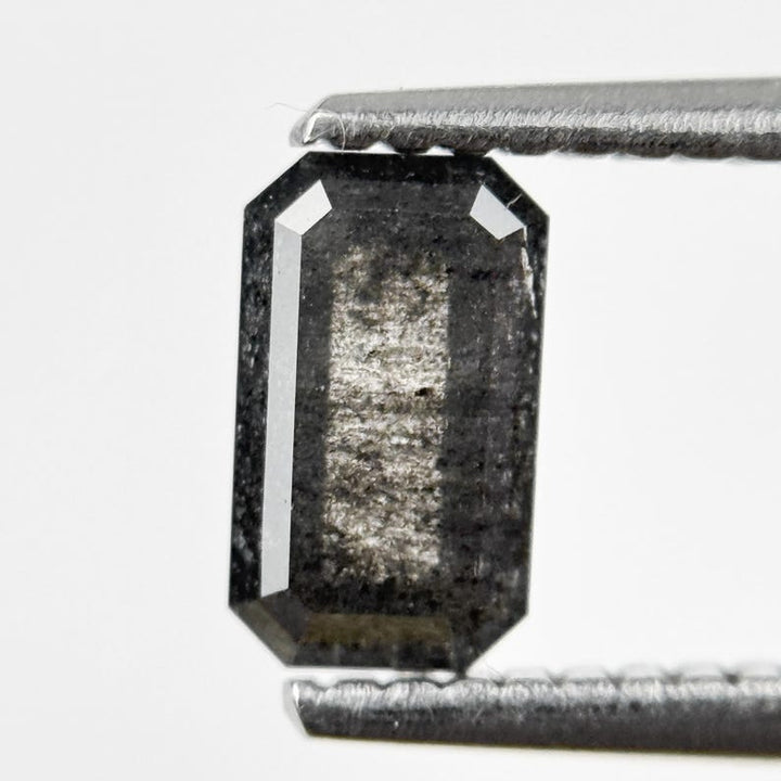 0.72 Ct Emerald Rose Cut Grey Natural Galaxy Diamond