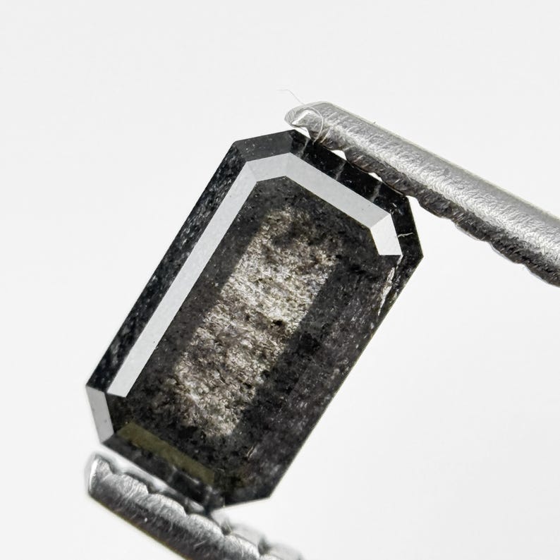0.72 Ct Emerald Rose Cut Grey Natural Galaxy Diamond
