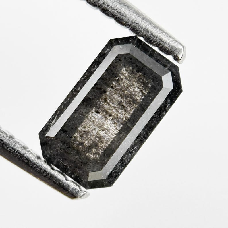 0.72 Ct Emerald Rose Cut Grey Natural Galaxy Diamond