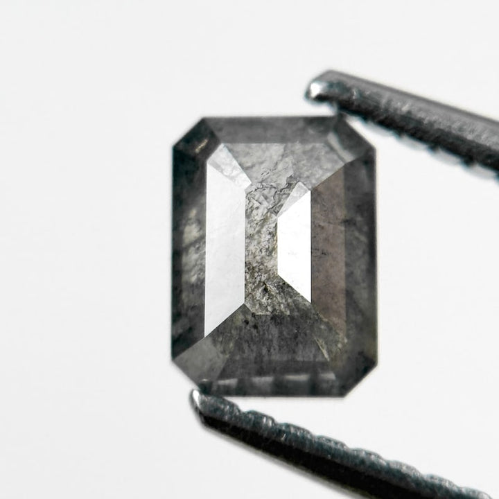 0.82 Ct Emerald Rose Cut Grey Salt and Pepper Diamond
