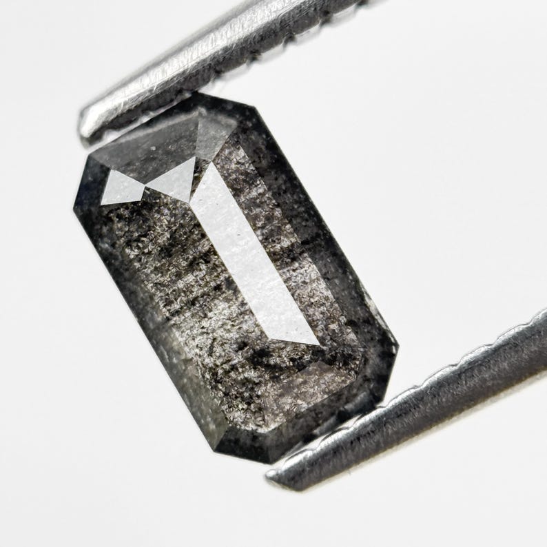 0.72 Ct Emerald Rose Cut Grey Natural Galaxy Diamond