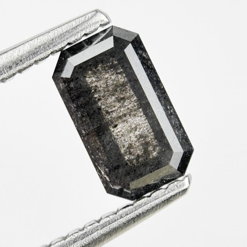0.72 Ct Emerald Rose Cut Grey Natural Galaxy Diamond