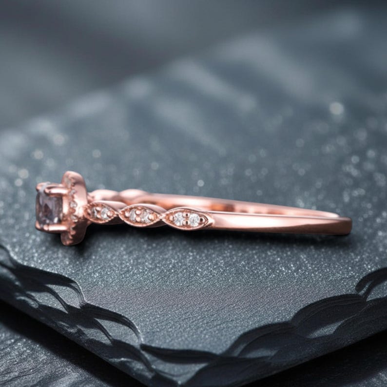 14K Rose Gold Natural Diamond Salt And Pepper Grey Diamond Unique Round-Cut Promise Ring