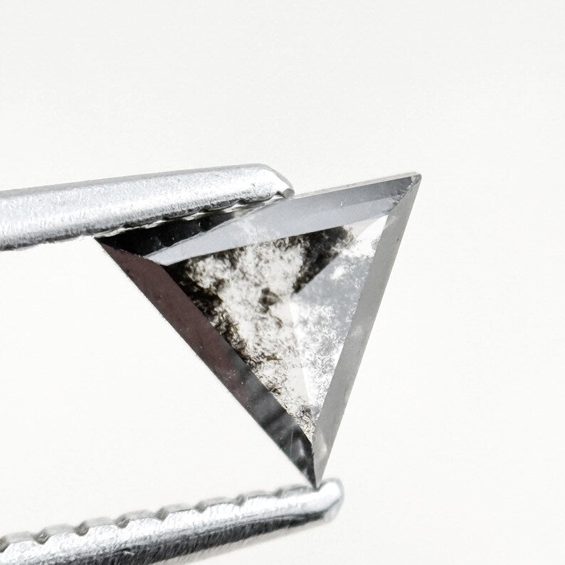 0.56 Ct Triangle Rose Cut Grey Natural Salt and Pepper Diamond