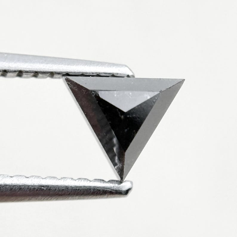 0.59 Ct Triangle Rose Cut Black Natural Minimal Diamond