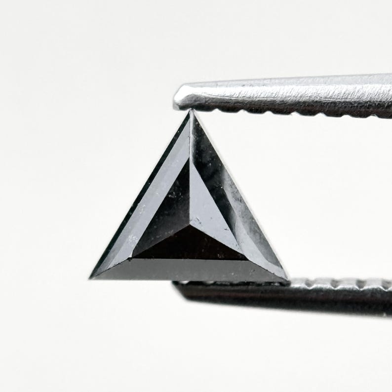 0.59 Ct Triangle Rose Cut Black Natural Minimal Diamond