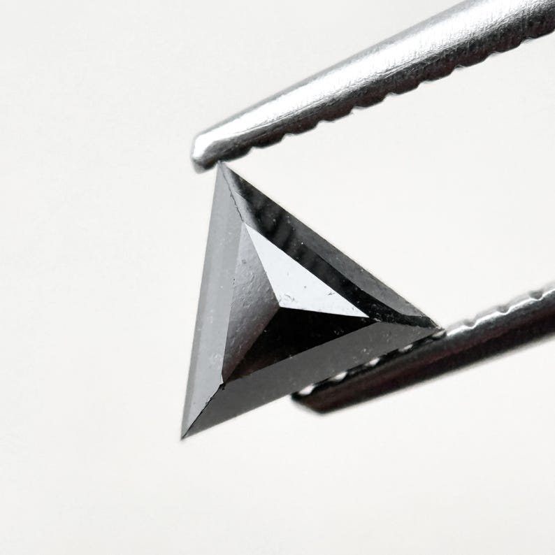 0.59 Ct Triangle Rose Cut Black Natural Minimal Diamond