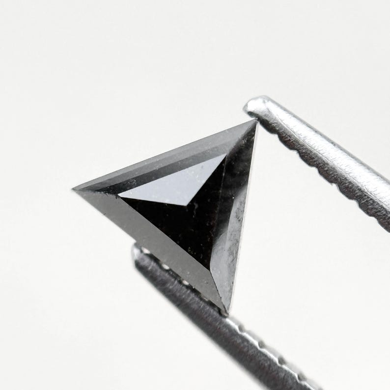 0.59 Ct Triangle Rose Cut Black Natural Minimal Diamond
