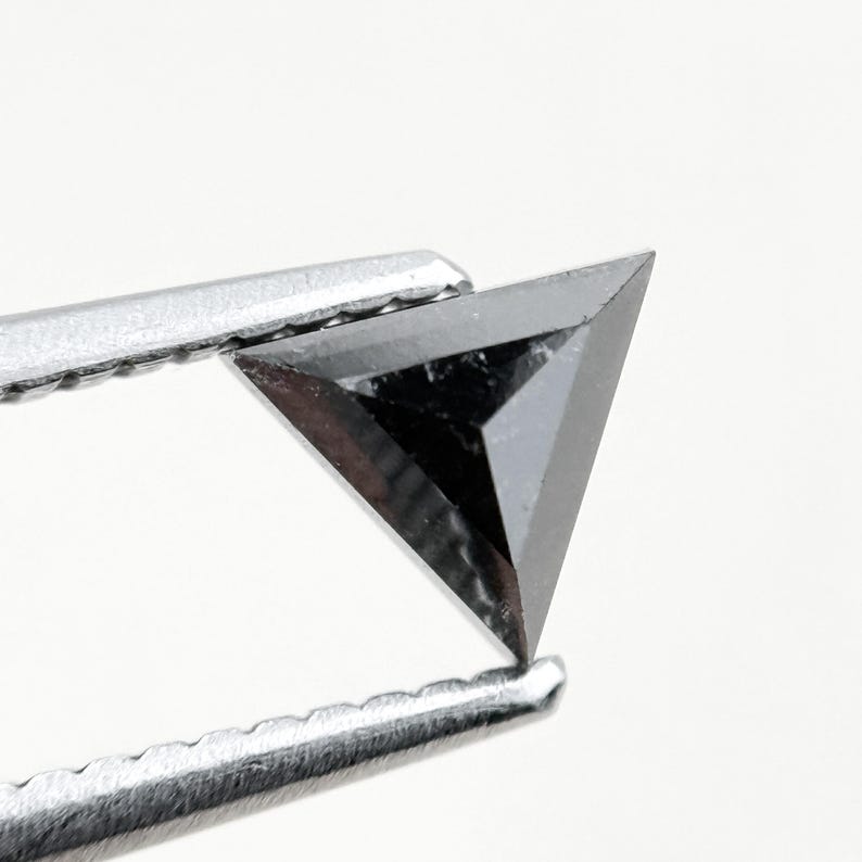 0.59 Ct Triangle Rose Cut Black Natural Minimal Diamond