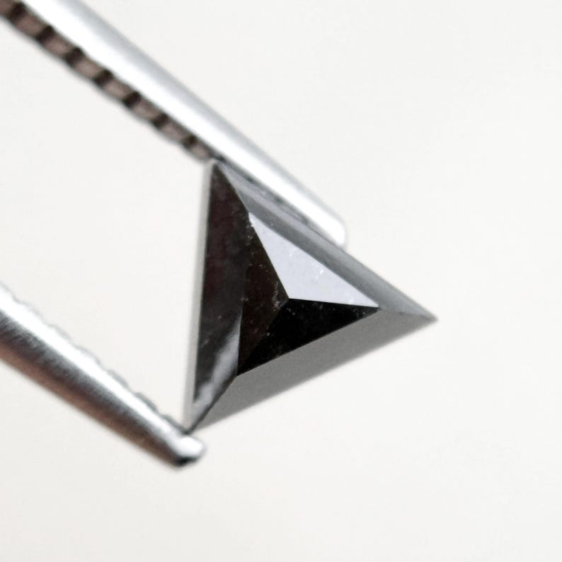 0.59 Ct Triangle Rose Cut Black Natural Minimal Diamond