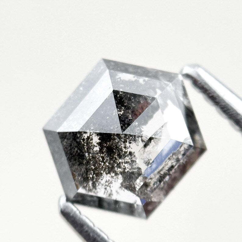 1.16 Ct Hexagon Rose Cut Grey Natural Fancy Diamond