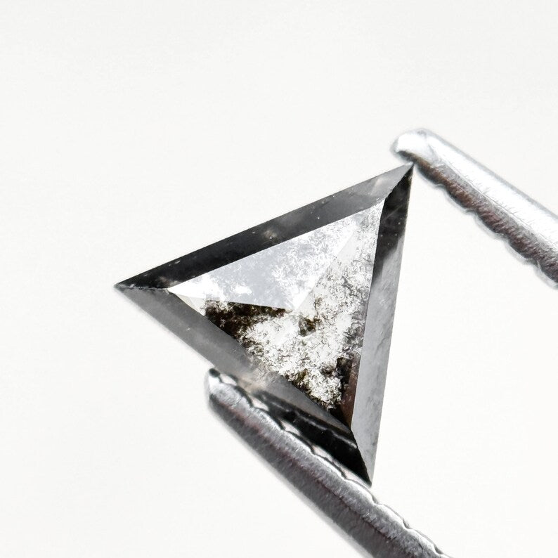 0.56 Ct Triangle Rose Cut Grey Natural Salt and Pepper Diamond