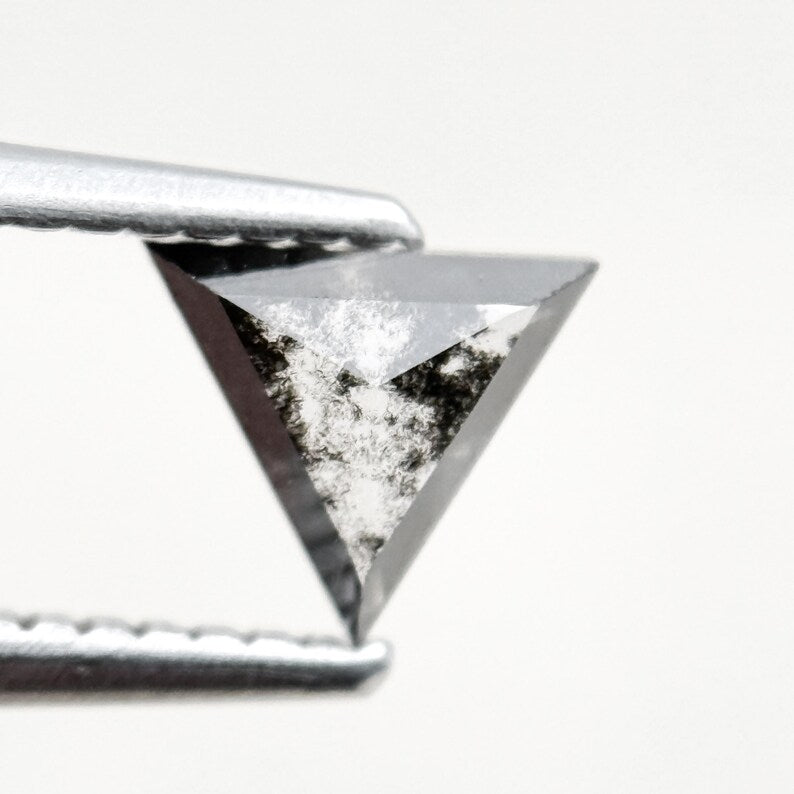0.56 Ct Triangle Rose Cut Grey Natural Salt and Pepper Diamond