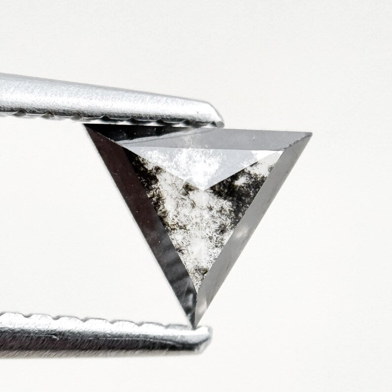 0.56 Ct Triangle Rose Cut Grey Natural Salt and Pepper Diamond