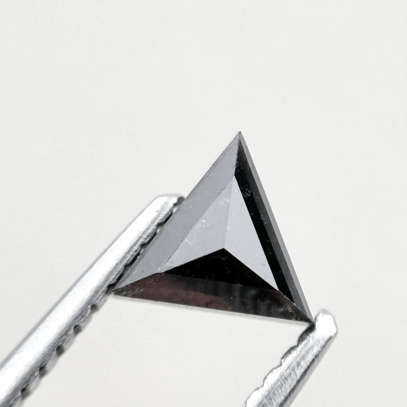0.59 Ct Triangle Rose Cut Black Natural Minimal Diamond