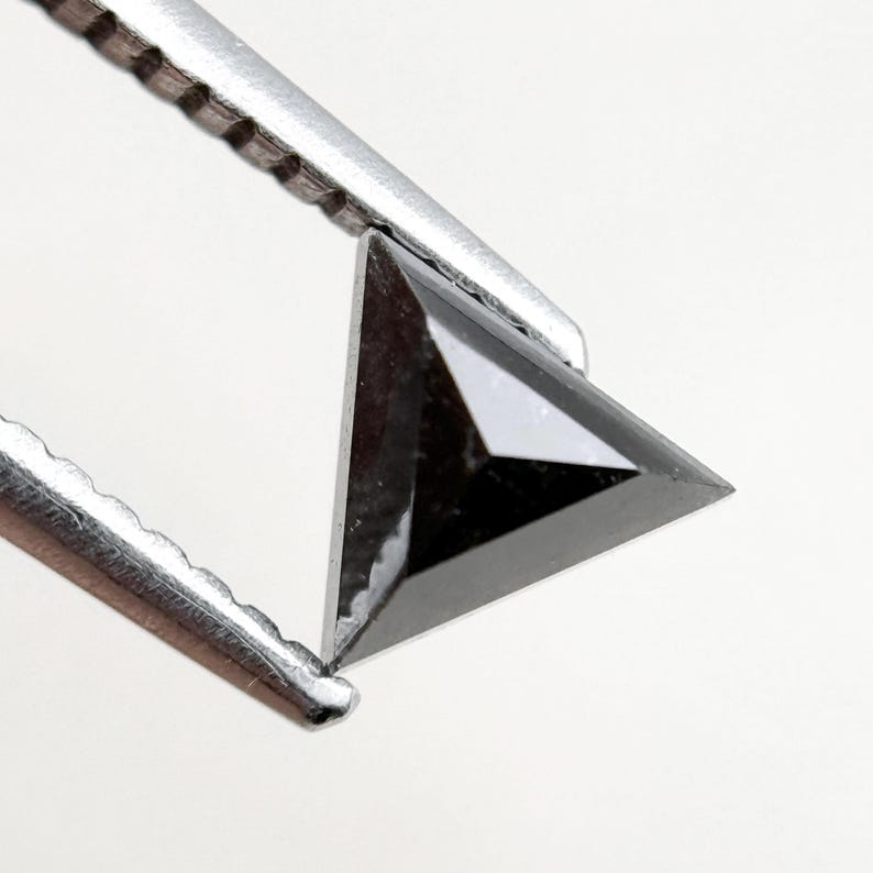 0.59 Ct Triangle Rose Cut Black Natural Minimal Diamond
