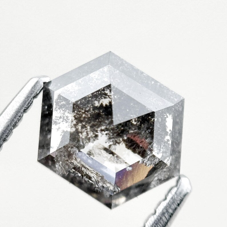 1.16 Ct Hexagon Rose Cut Grey Natural Fancy Diamond