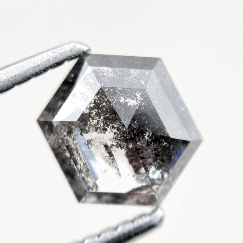 1.16 Ct Hexagon Rose Cut Grey Natural Fancy Diamond