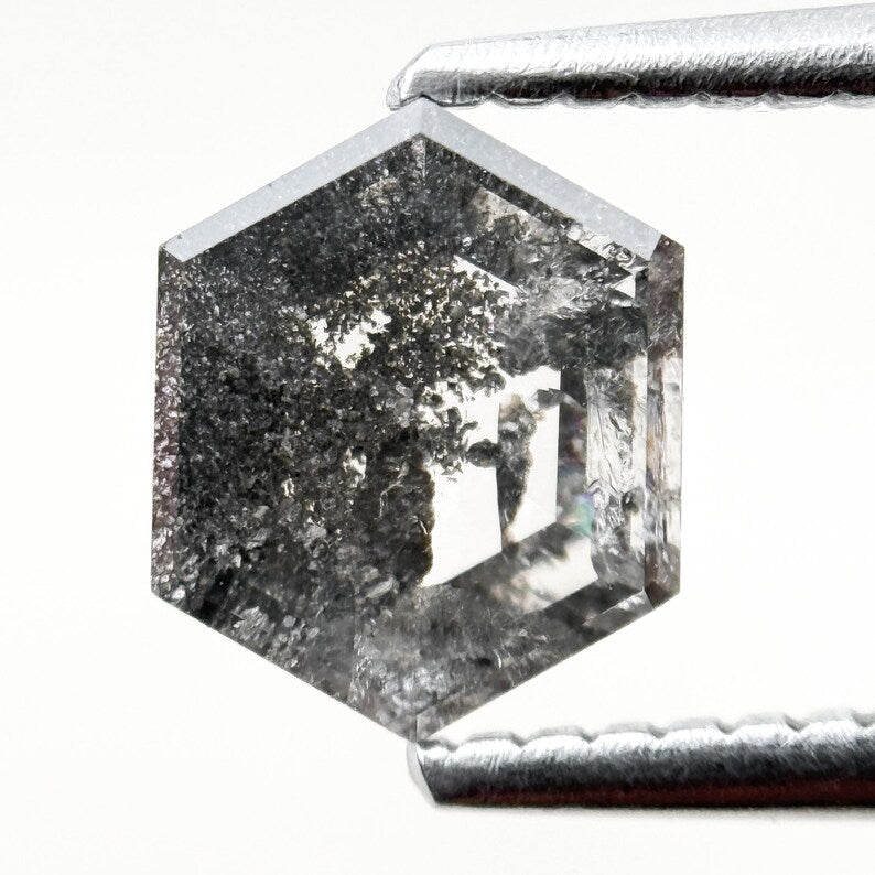 1.16 Ct Hexagon Rose Cut Grey Natural Fancy Diamond