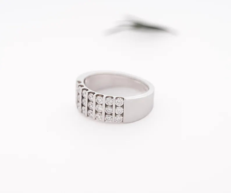 14K Gold Channel Set Wedding Band Ring Lab Diamond