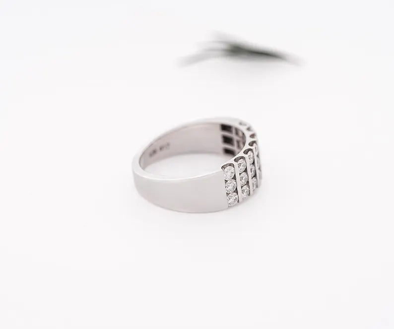 14K Gold Channel Set Wedding Band Ring Lab Diamond