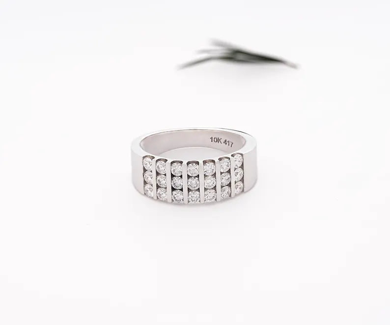 14K Gold Channel Set Wedding Band Ring Lab Diamond