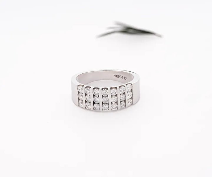 14K Gold Channel Set Wedding Band Ring Lab Diamond