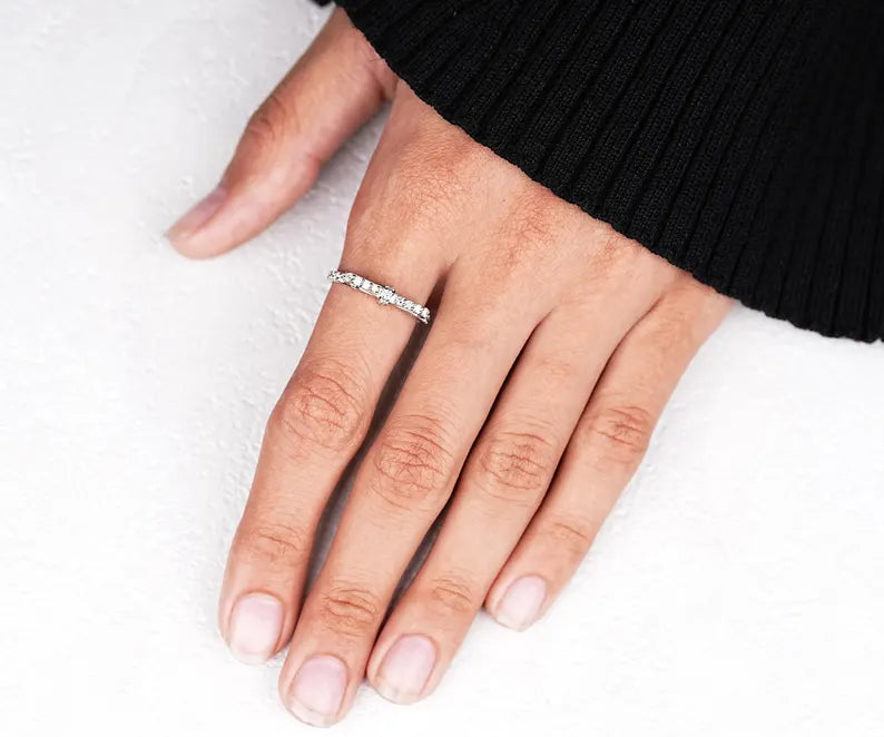 14K Solid White Gold With Lab Diamond Knot Ring