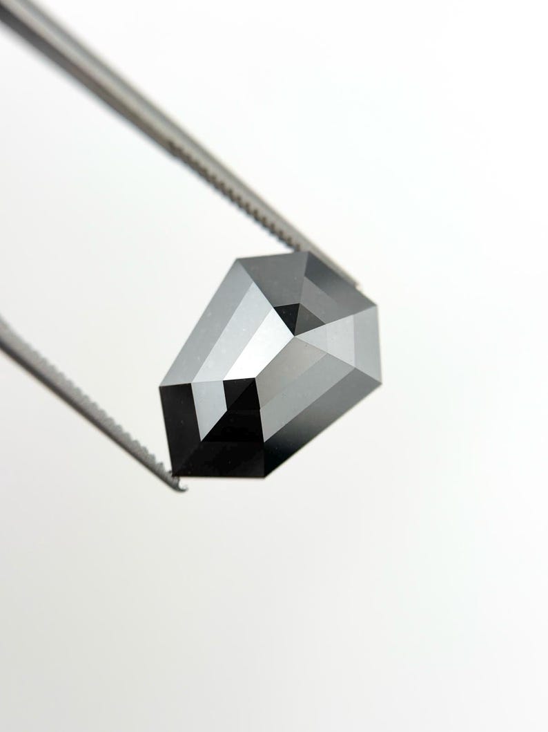 6.44 Ct Shield Rose Cut Black Natural Fancy Diamond