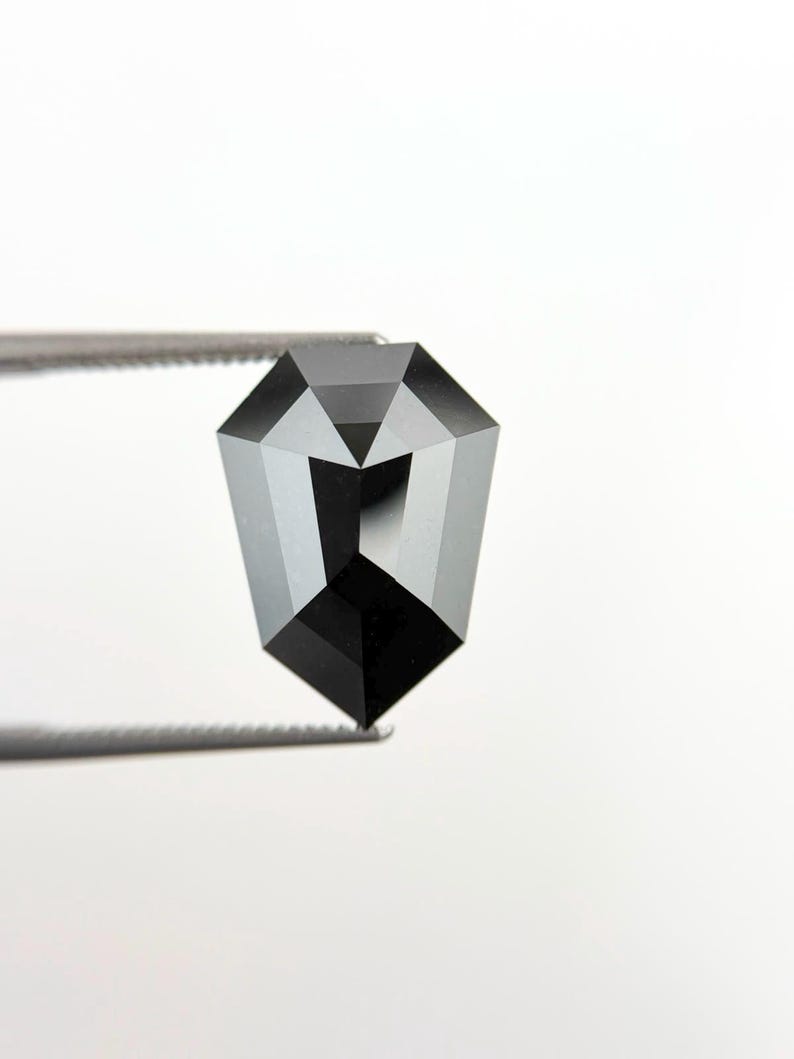 6.44 Ct Shield Rose Cut Black Natural Fancy Diamond