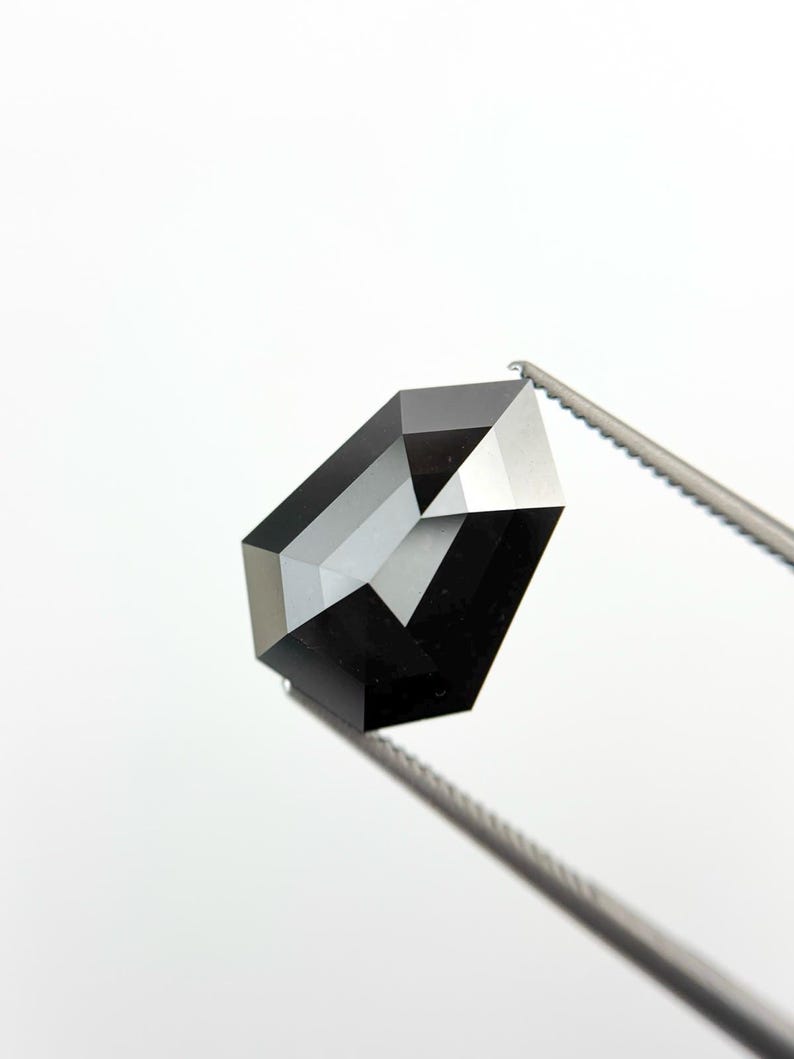 6.44 Ct Shield Rose Cut Black Natural Fancy Diamond