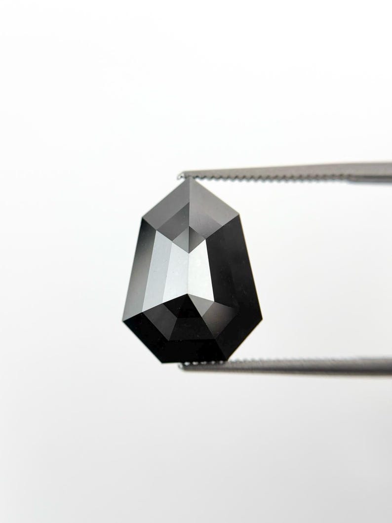 6.44 Ct Shield Rose Cut Black Natural Fancy Diamond