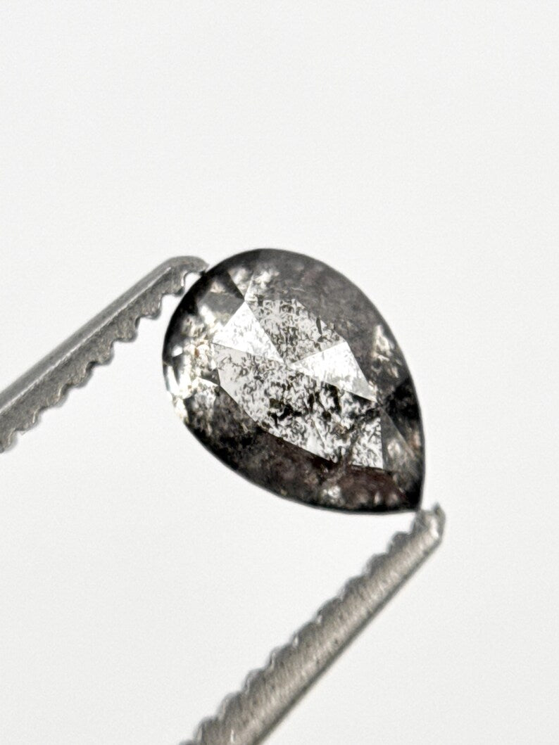 0.55 Ct Pear Rose Cut Grey Natural Diamond Loose