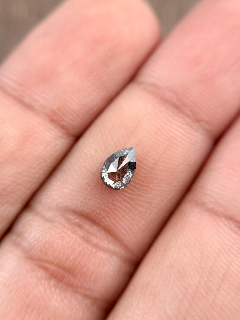 0.55 Ct Pear Rose Cut Grey Natural Diamond Loose