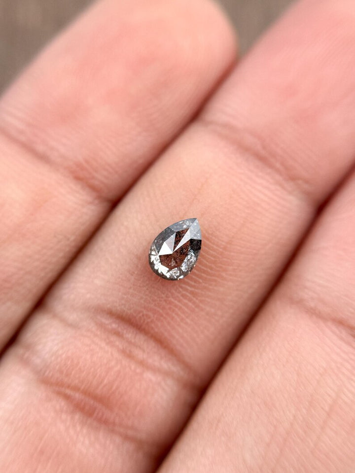0.55 Ct Pear Rose Cut Grey Natural Diamond Loose