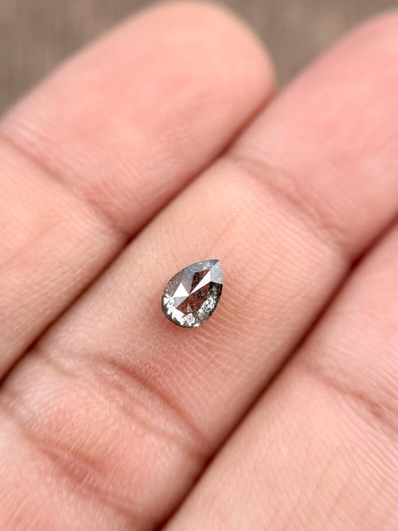 0.55 Ct Pear Rose Cut Grey Natural Diamond Loose