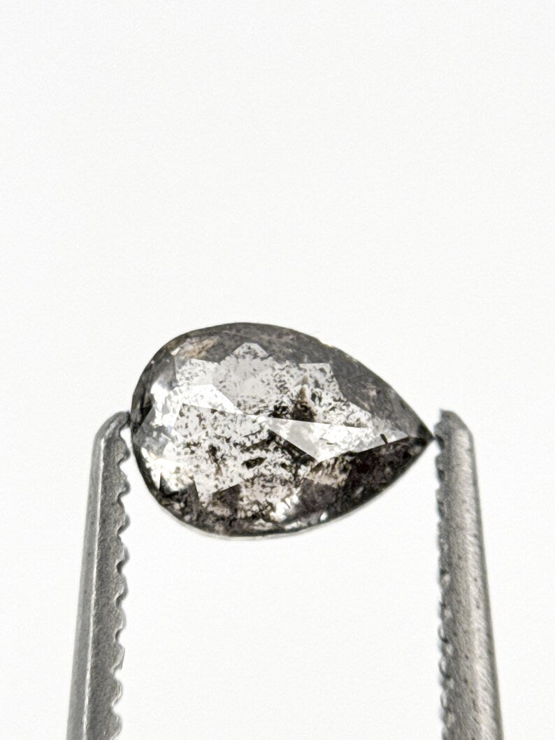 0.45 Ct Pear Rose Cut Grey Natural Minimalist Diamond