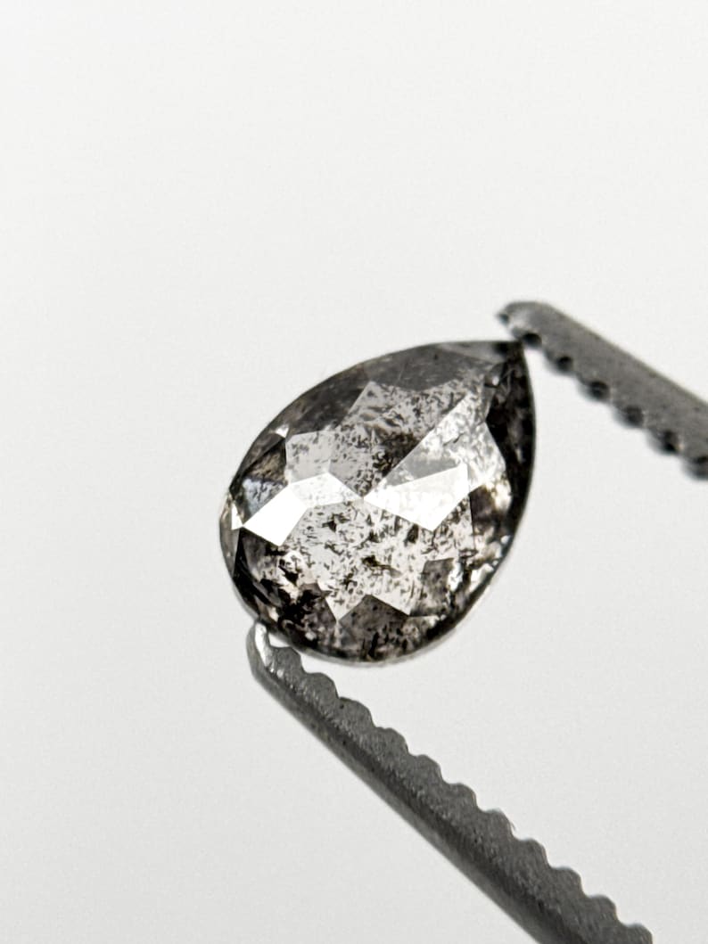 0.45 Ct Pear Rose Cut Grey Natural Minimalist Diamond