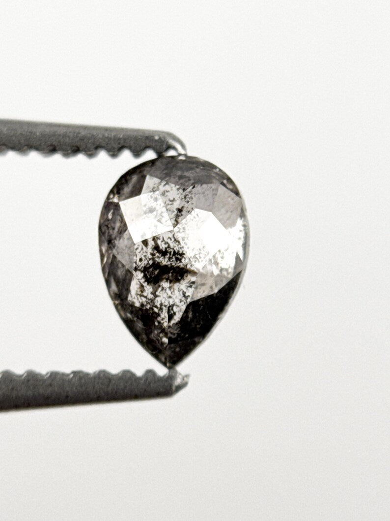 0.45 Ct Pear Rose Cut Grey Natural Minimalist Diamond