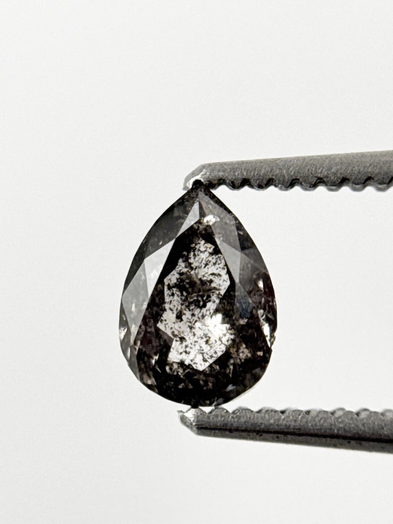 0.45 Ct Pear Rose Cut Grey Natural Minimalist Diamond