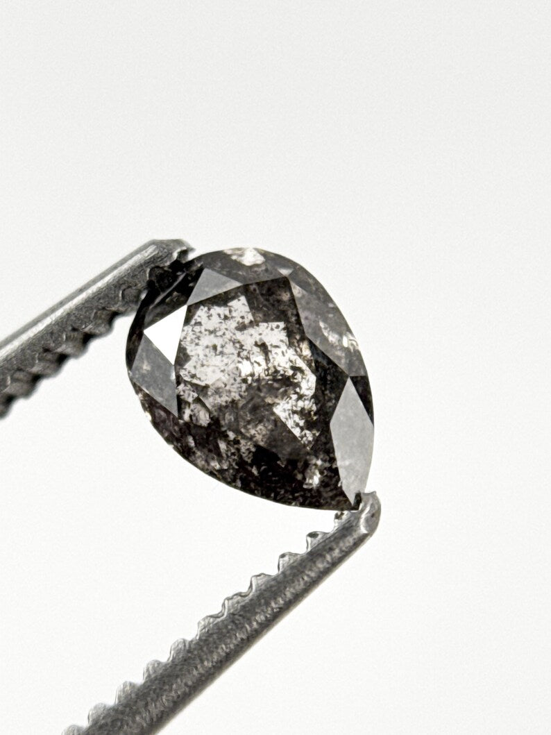 0.45 Ct Pear Rose Cut Grey Natural Minimalist Diamond